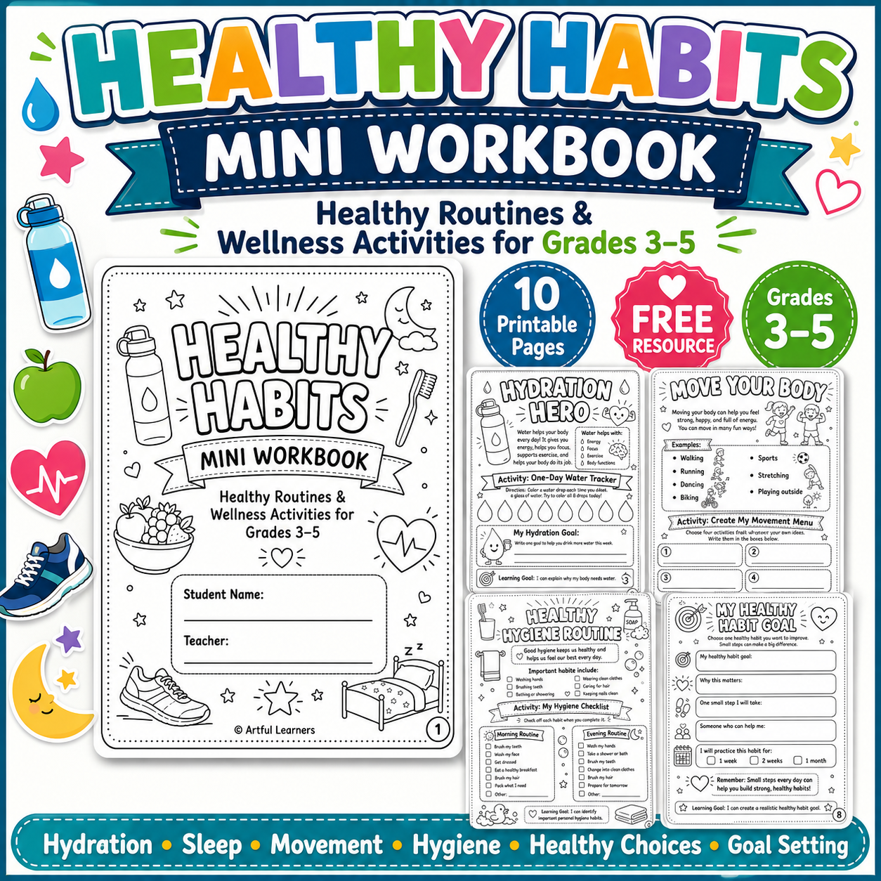 Healthy Habits Mini Workbook · Free resource preview artwork