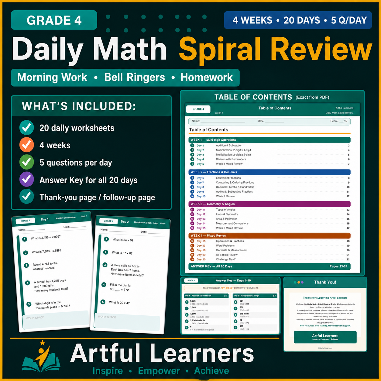 Daily Math Spiral Review · Grade 4 preview artwork
